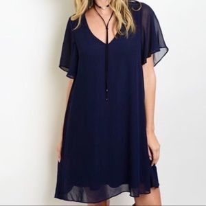 NWT Flattering Chiffon Deep Navy Darling Dress